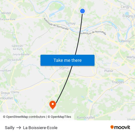 Sailly to La Boissiere-Ecole map
