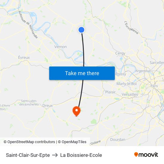 Saint-Clair-Sur-Epte to La Boissiere-Ecole map