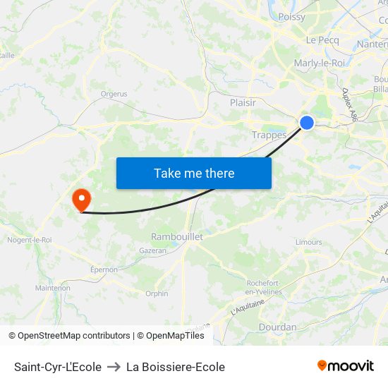 Saint-Cyr-L'Ecole to La Boissiere-Ecole map