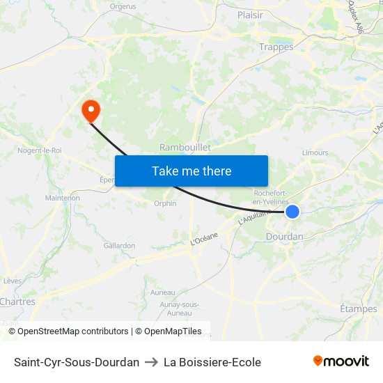 Saint-Cyr-Sous-Dourdan to La Boissiere-Ecole map