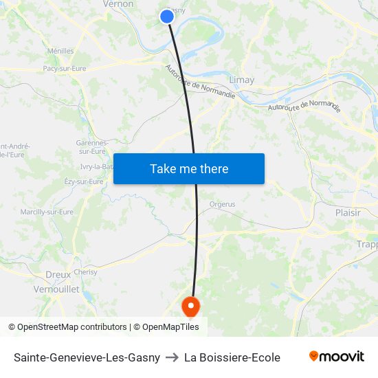 Sainte-Genevieve-Les-Gasny to La Boissiere-Ecole map
