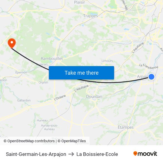 Saint-Germain-Les-Arpajon to La Boissiere-Ecole map