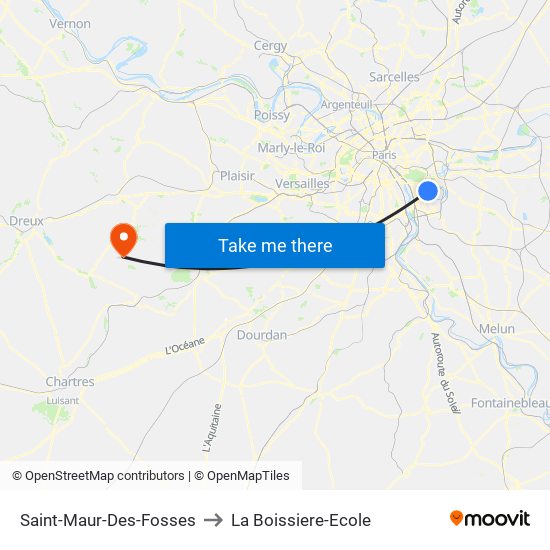 Saint-Maur-Des-Fosses to La Boissiere-Ecole map