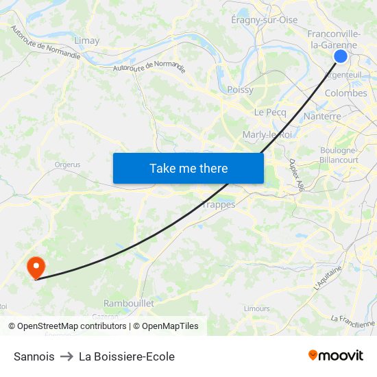 Sannois to La Boissiere-Ecole map