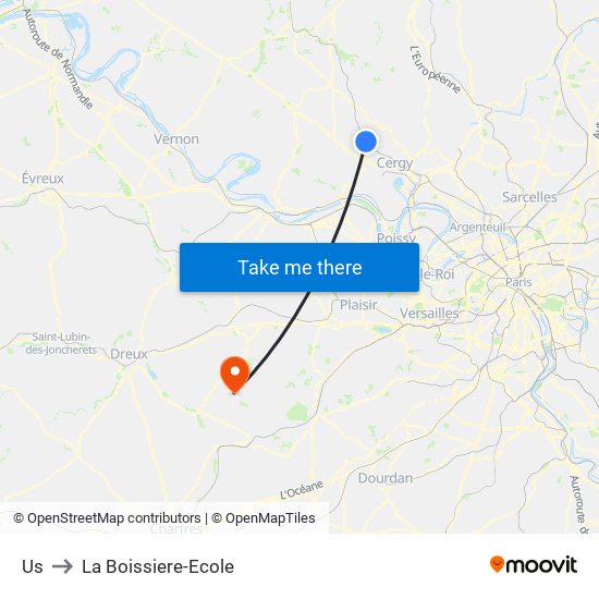 Us to La Boissiere-Ecole map