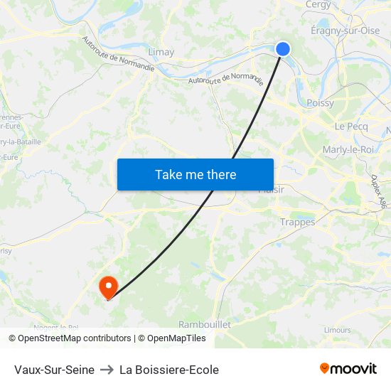 Vaux-Sur-Seine to La Boissiere-Ecole map