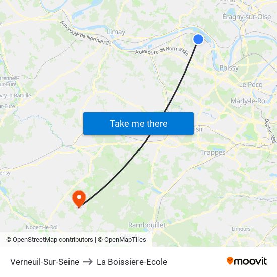 Verneuil-Sur-Seine to La Boissiere-Ecole map