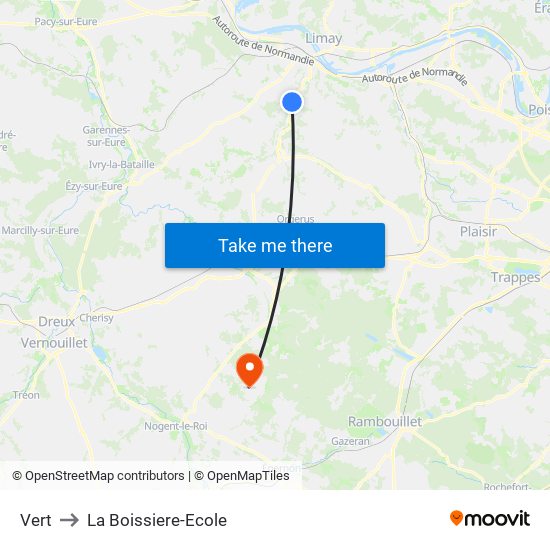 Vert to La Boissiere-Ecole map