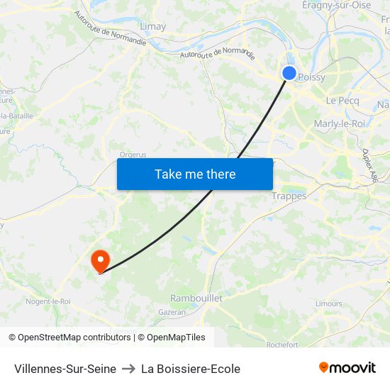 Villennes-Sur-Seine to La Boissiere-Ecole map