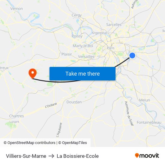 Villiers-Sur-Marne to La Boissiere-Ecole map