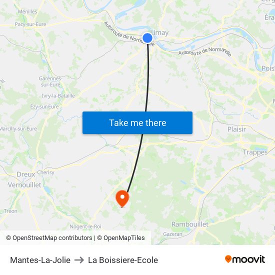 Mantes-La-Jolie to La Boissiere-Ecole map
