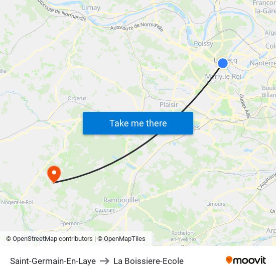 Saint-Germain-En-Laye to La Boissiere-Ecole map