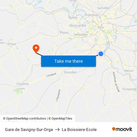 Gare de Savigny-Sur-Orge to La Boissiere-Ecole map