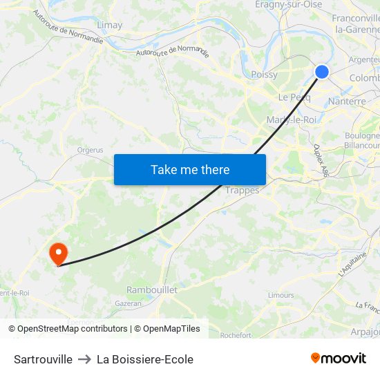 Sartrouville to La Boissiere-Ecole map