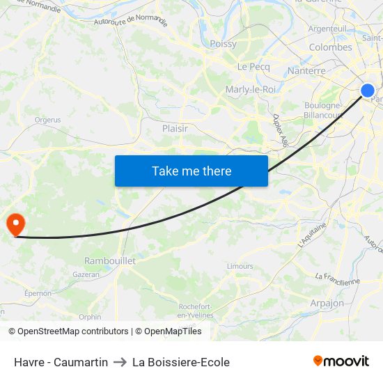 Havre - Caumartin to La Boissiere-Ecole map