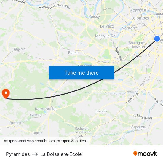 Pyramides to La Boissiere-Ecole map