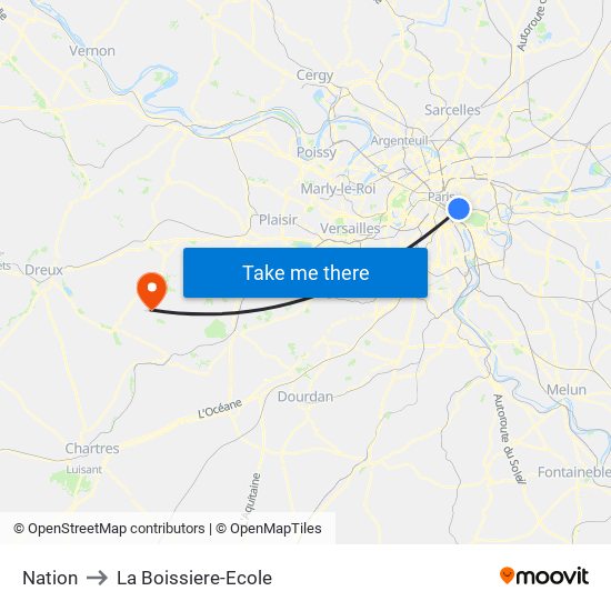 Nation to La Boissiere-Ecole map