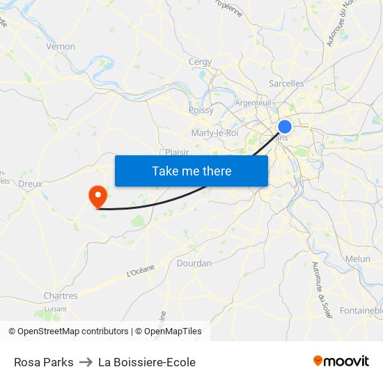 Rosa Parks to La Boissiere-Ecole map