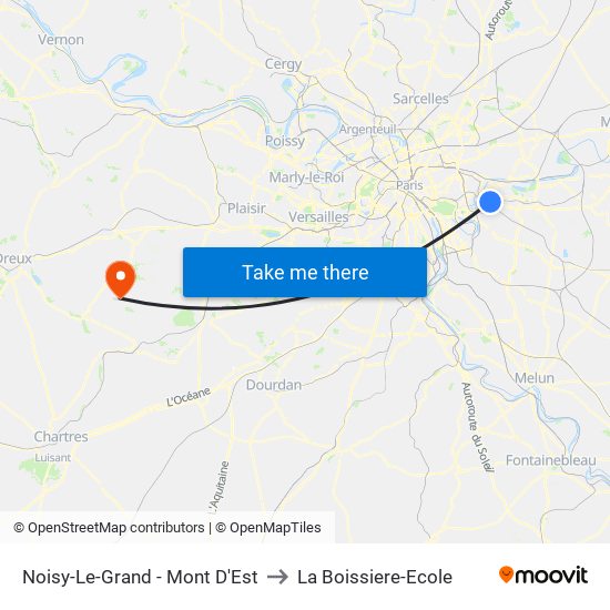 Noisy-Le-Grand - Mont D'Est to La Boissiere-Ecole map