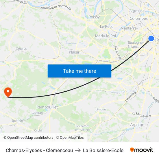 Champs-Élysées - Clemenceau to La Boissiere-Ecole map