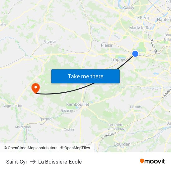 Saint-Cyr to La Boissiere-Ecole map