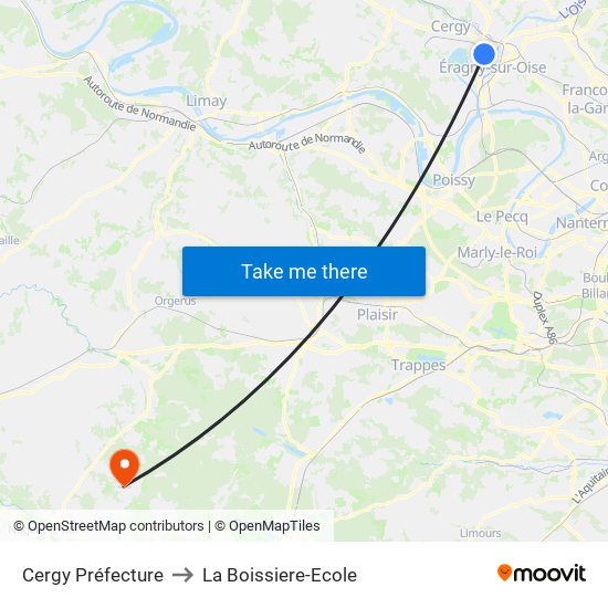 Cergy Préfecture to La Boissiere-Ecole map