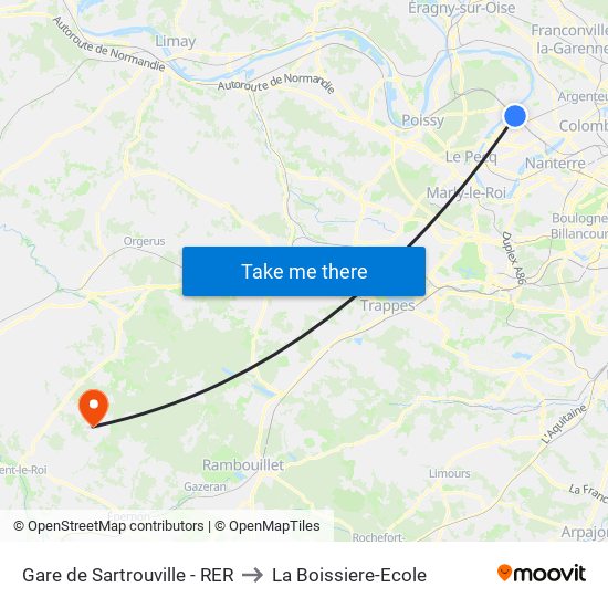 Gare de Sartrouville - RER to La Boissiere-Ecole map