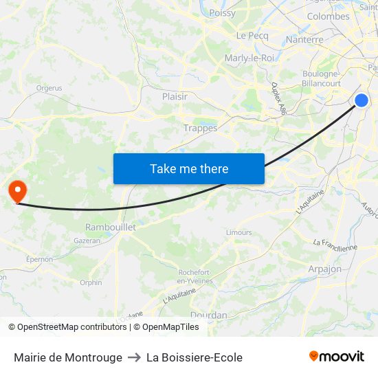 Mairie de Montrouge to La Boissiere-Ecole map