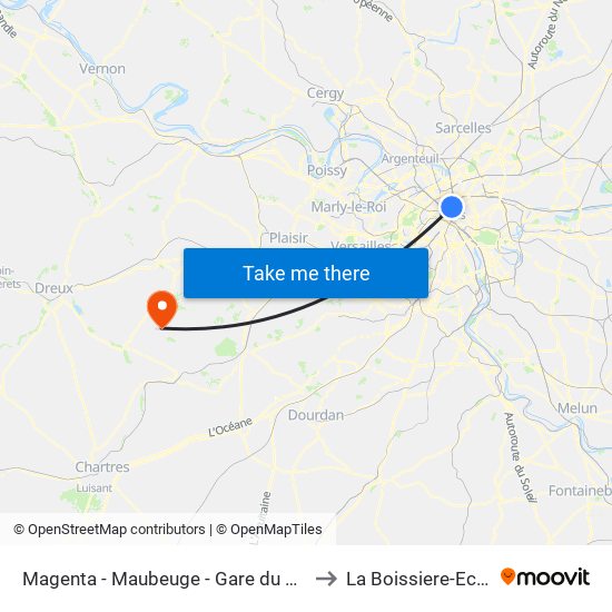 Magenta - Maubeuge - Gare du Nord to La Boissiere-Ecole map