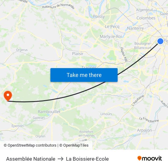 Assemblée Nationale to La Boissiere-Ecole map