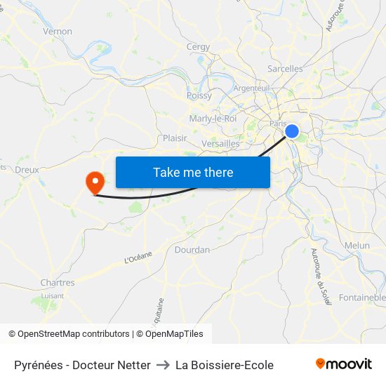Pyrénées - Docteur Netter to La Boissiere-Ecole map