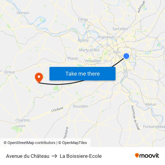 Avenue du Château to La Boissiere-Ecole map