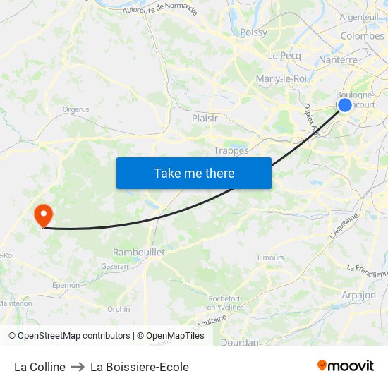 La Colline to La Boissiere-Ecole map