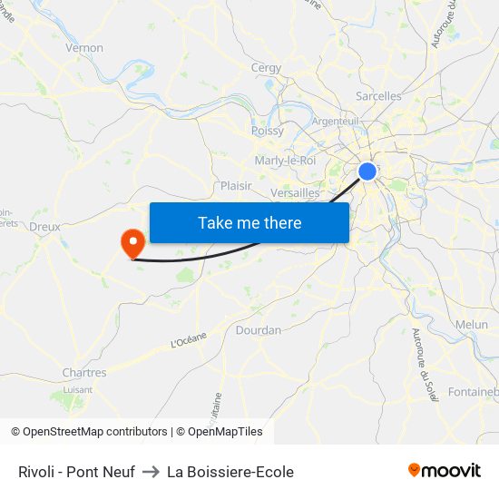 Rivoli - Pont Neuf to La Boissiere-Ecole map