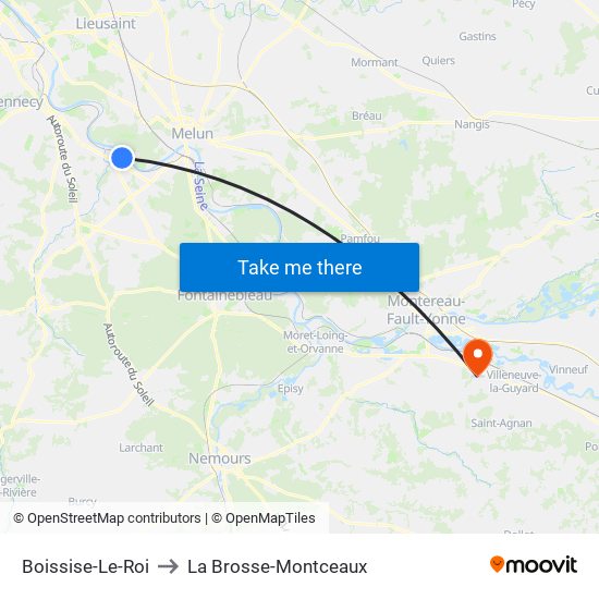 Boissise-Le-Roi to La Brosse-Montceaux map