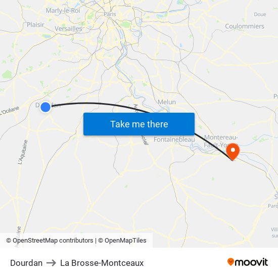 Dourdan to La Brosse-Montceaux map