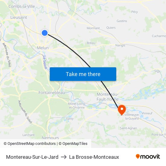 Montereau-Sur-Le-Jard to La Brosse-Montceaux map