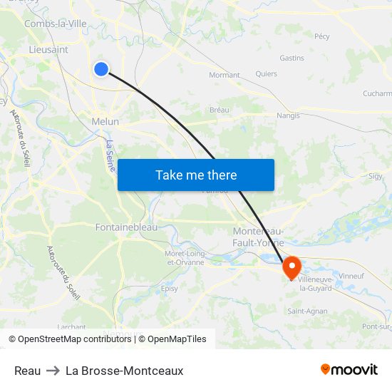 Reau to La Brosse-Montceaux map