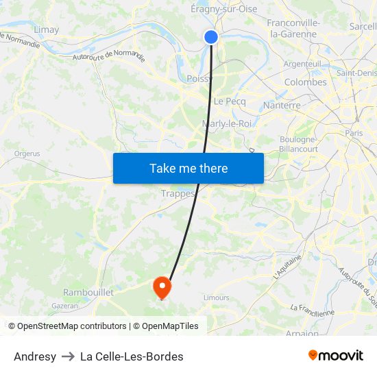 Andresy to La Celle-Les-Bordes map