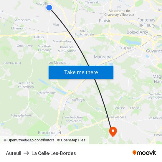 Auteuil to La Celle-Les-Bordes map