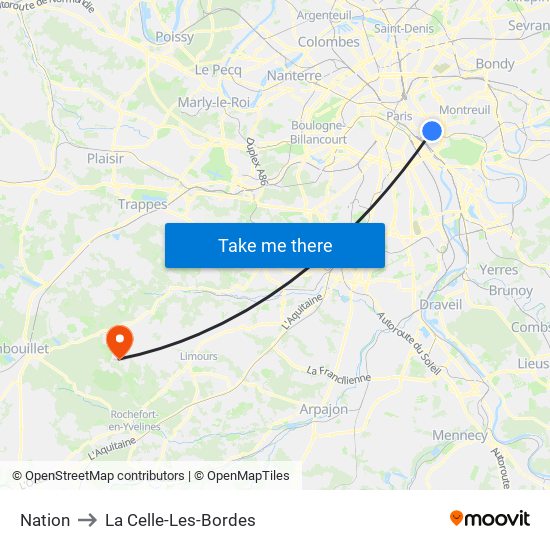 Nation to La Celle-Les-Bordes map