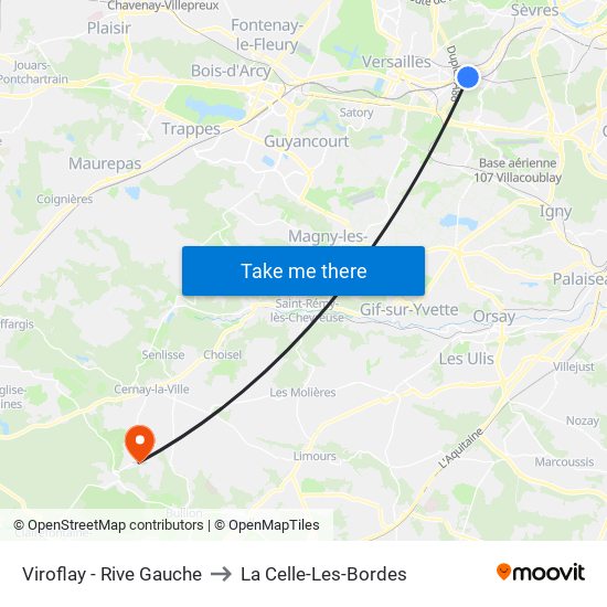 Viroflay - Rive Gauche to La Celle-Les-Bordes map