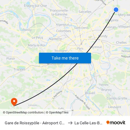 Gare de Roissypôle - Aéroport Cdg1 (G1) to La Celle-Les-Bordes map