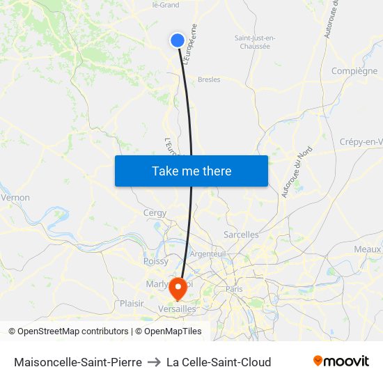 Maisoncelle-Saint-Pierre to La Celle-Saint-Cloud map