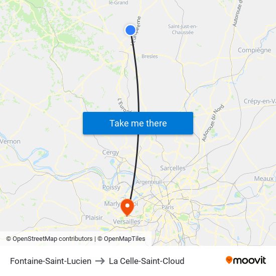 Fontaine-Saint-Lucien to La Celle-Saint-Cloud map