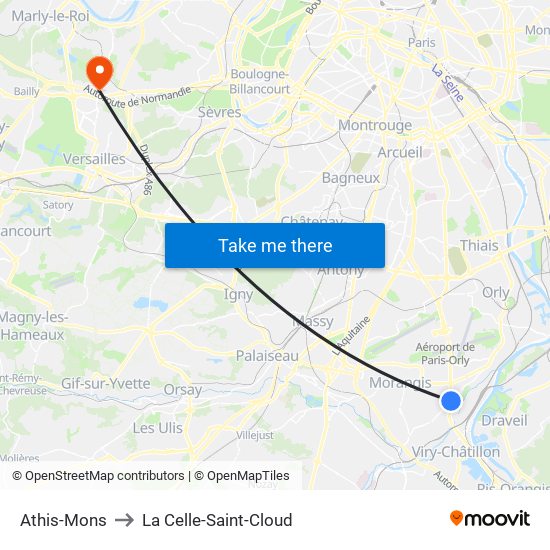 Athis-Mons to La Celle-Saint-Cloud map