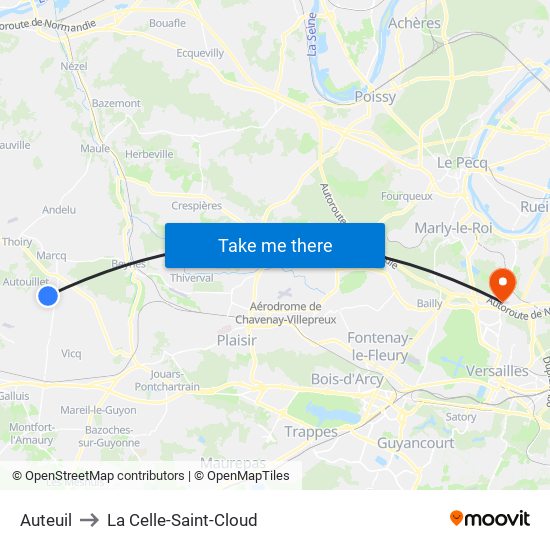 Auteuil to La Celle-Saint-Cloud map