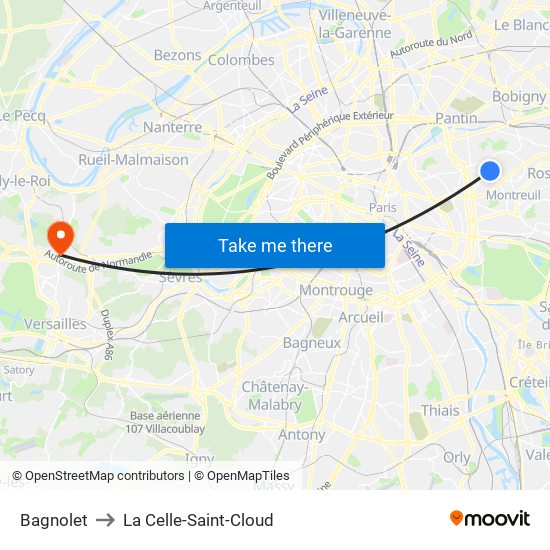 Bagnolet to La Celle-Saint-Cloud map