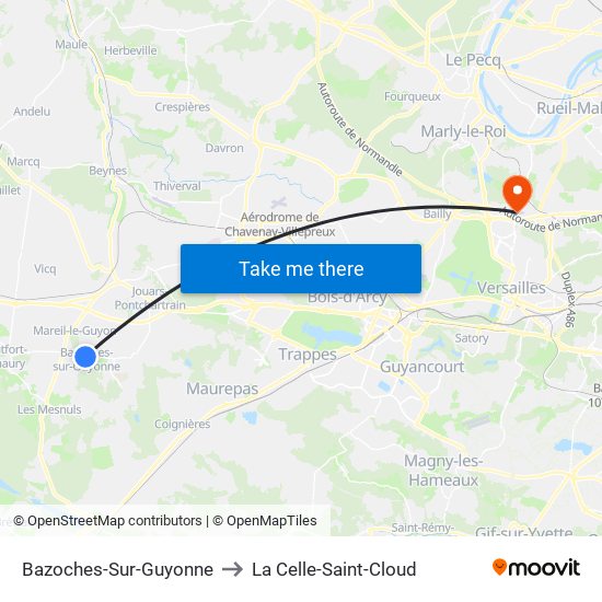 Bazoches-Sur-Guyonne to La Celle-Saint-Cloud map