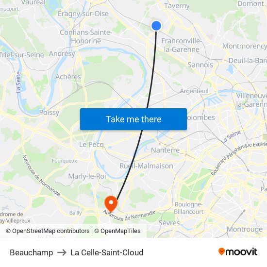 Beauchamp to La Celle-Saint-Cloud map